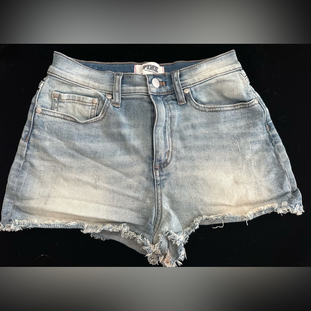 Victoria's Secret PINK Distressed Denim Frayed Shorts Size 6